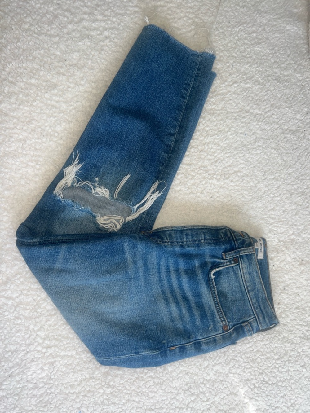 Re/Done Distressed Mid-Blue Women's Jeans